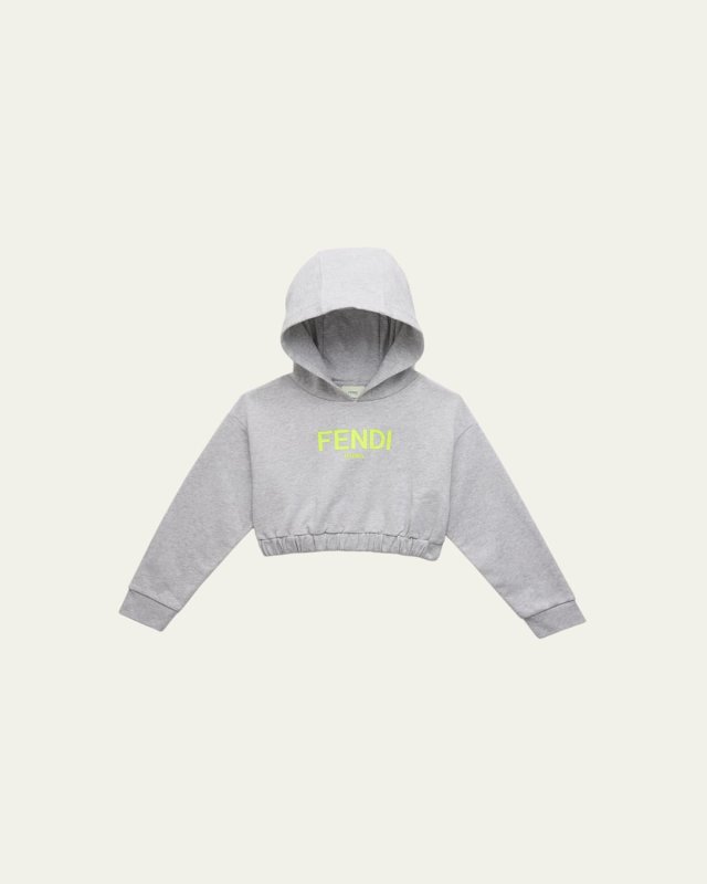 Girl's Logo-Print Cropped Hoodie, Size 8-